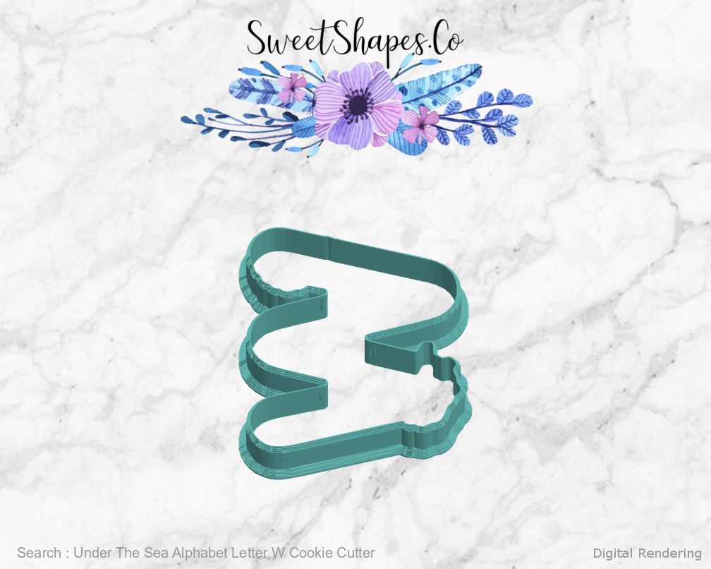 Under The Sea Alphabet Letter W Cookie Cutter — left view