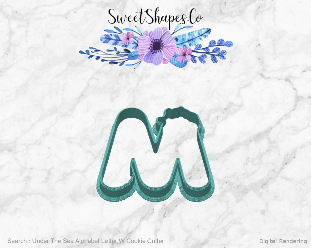 Under The Sea Alphabet Letter W Cookie Cutter — back view