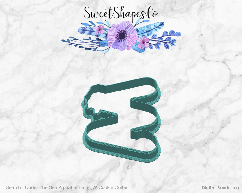 Under The Sea Alphabet Letter W Cookie Cutter — right view