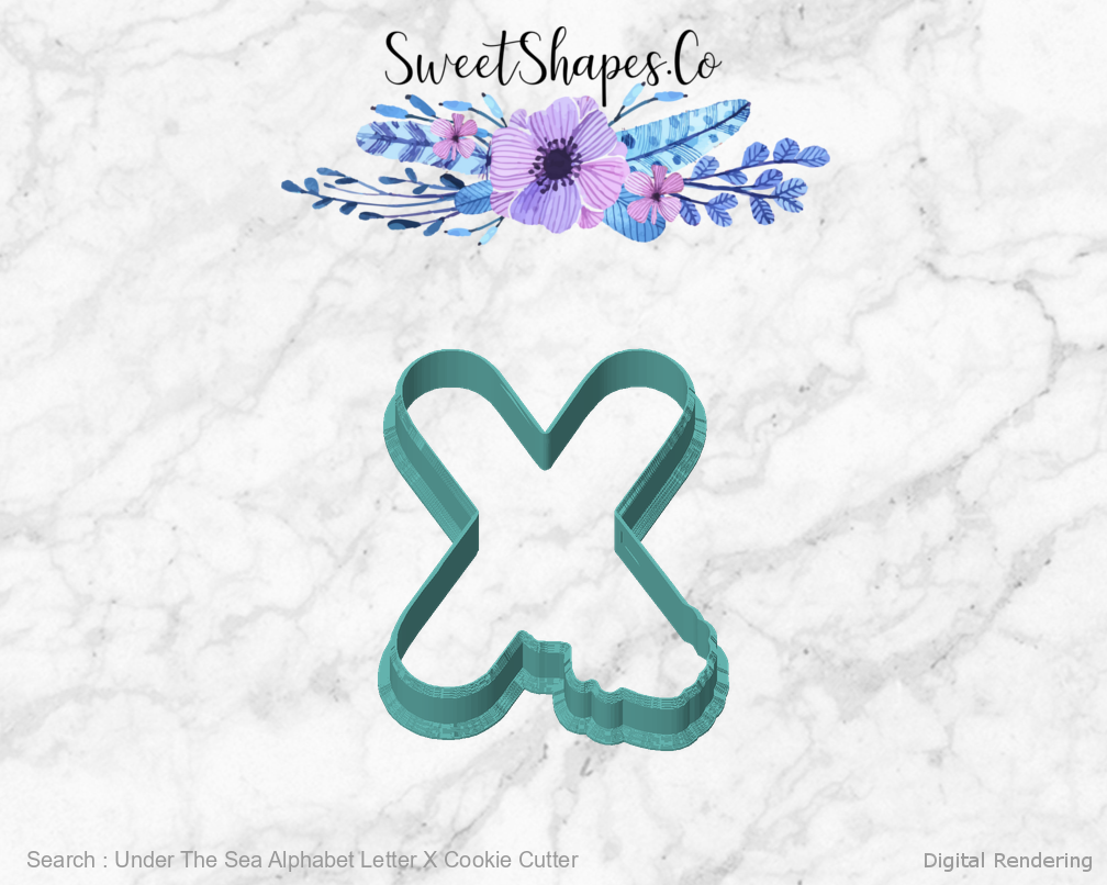 Under The Sea Alphabet Letter X Cookie Cutter — front view