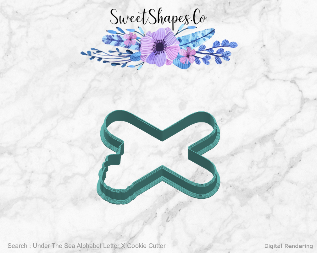 Under The Sea Alphabet Letter X Cookie Cutter — right view