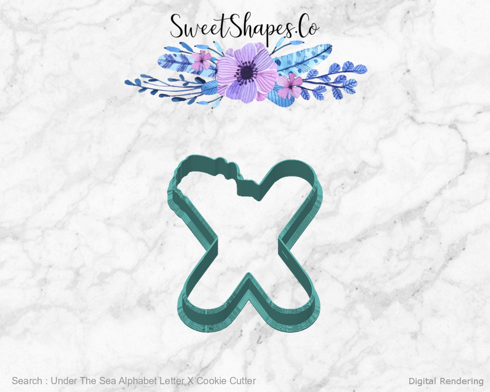 Under The Sea Alphabet Letter X Cookie Cutter — back view