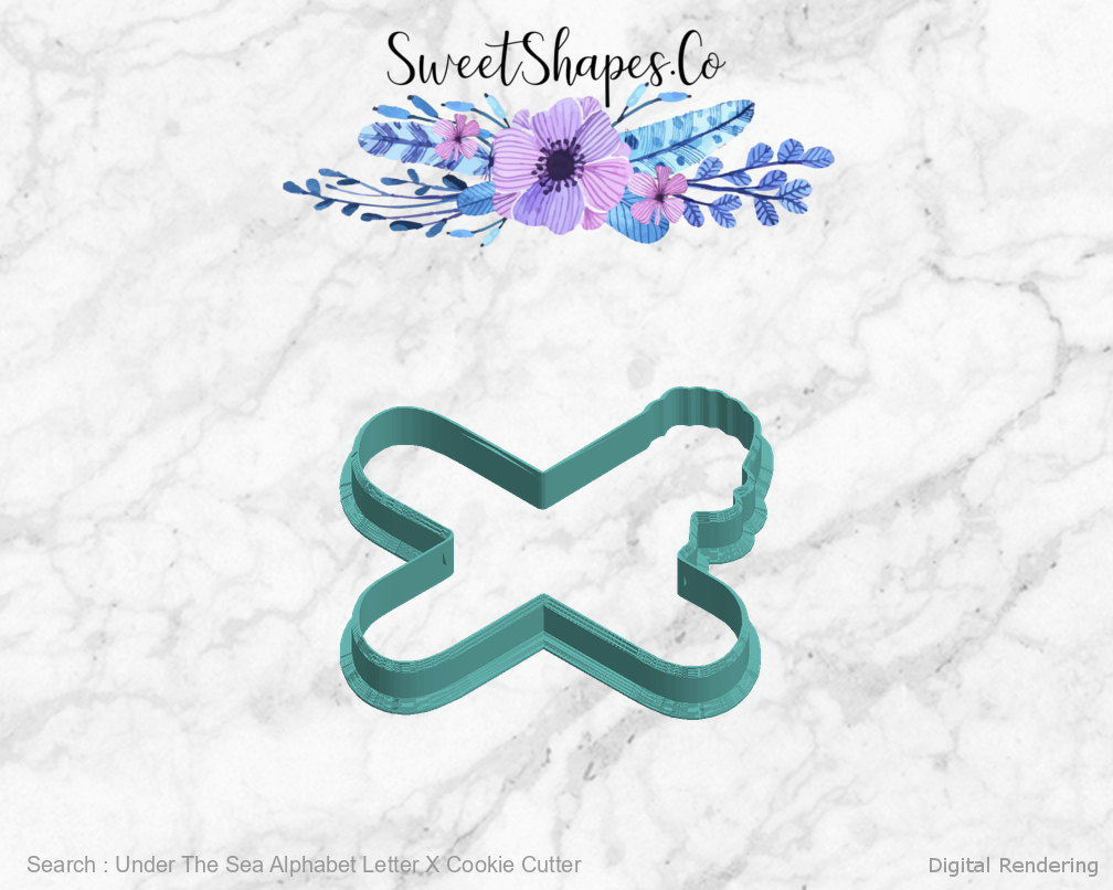 Under The Sea Alphabet Letter X Cookie Cutter — left view