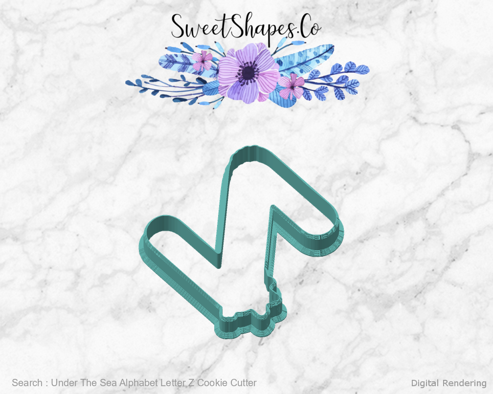Under The Sea Alphabet Letter Z Cookie Cutter — angled front view