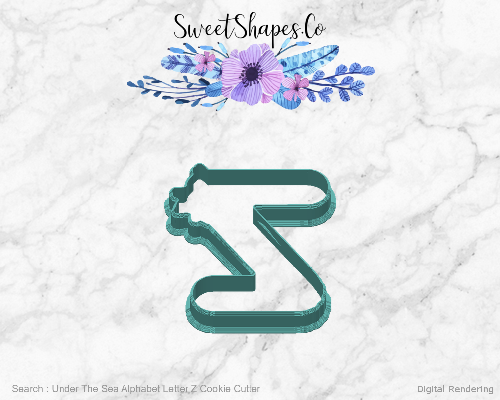 Under The Sea Alphabet Letter Z Cookie Cutter — back view