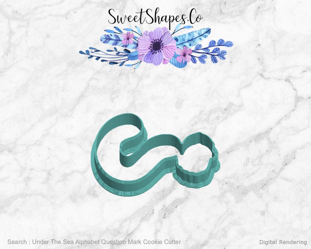 Under The Sea Alphabet Question Mark Cookie Cutter — left view