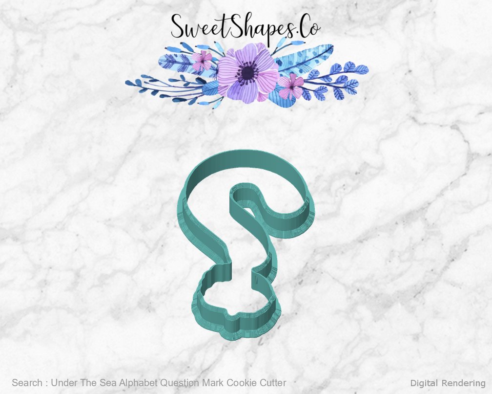 Under The Sea Alphabet Question Mark Cookie Cutter — front view