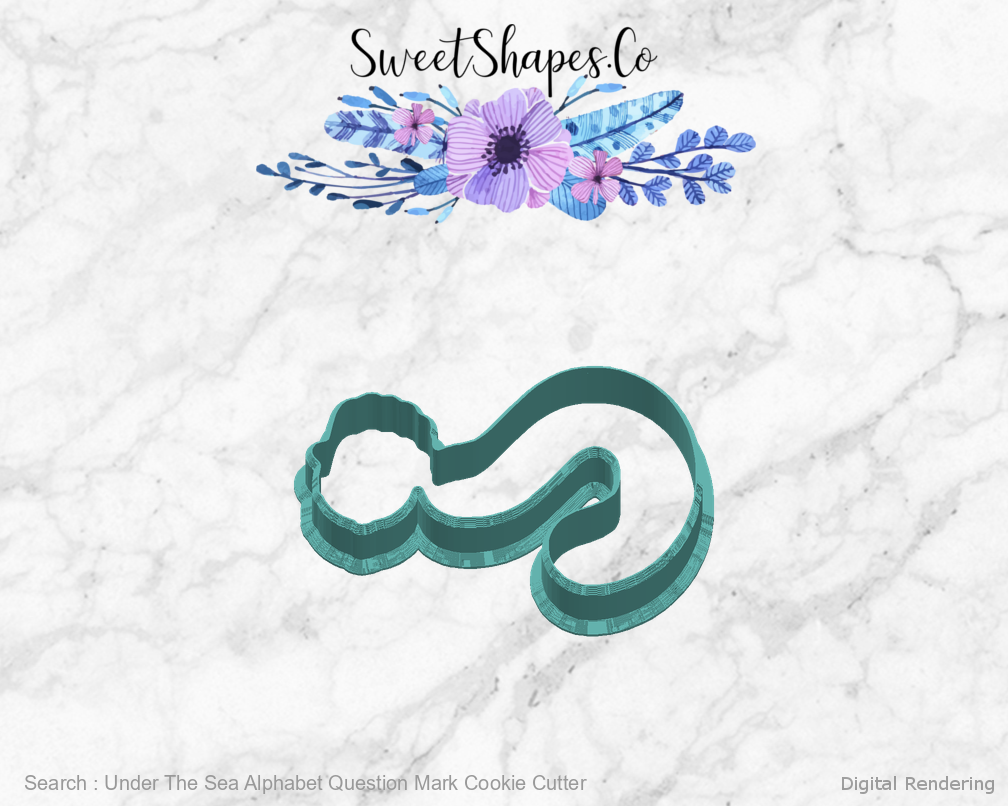 Under The Sea Alphabet Question Mark Cookie Cutter — right view