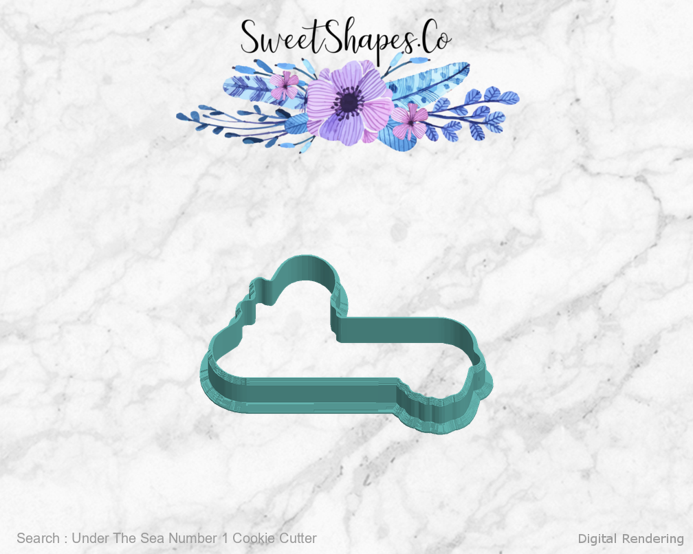 Under The Sea Number 1 Cookie Cutter — left view