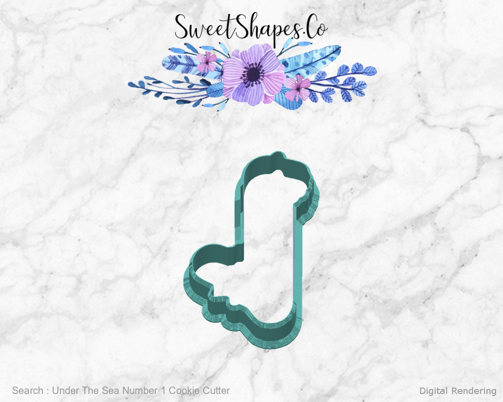 Under The Sea Number 1 Cookie Cutter — back view
