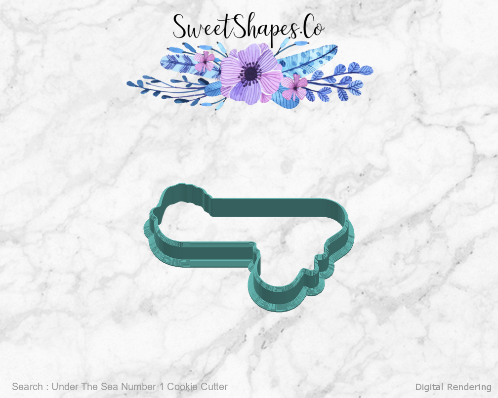Under The Sea Number 1 Cookie Cutter — right view