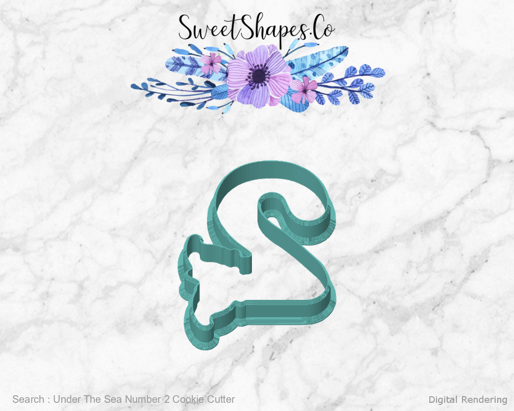 Under The Sea Number 2 Cookie Cutter — front view
