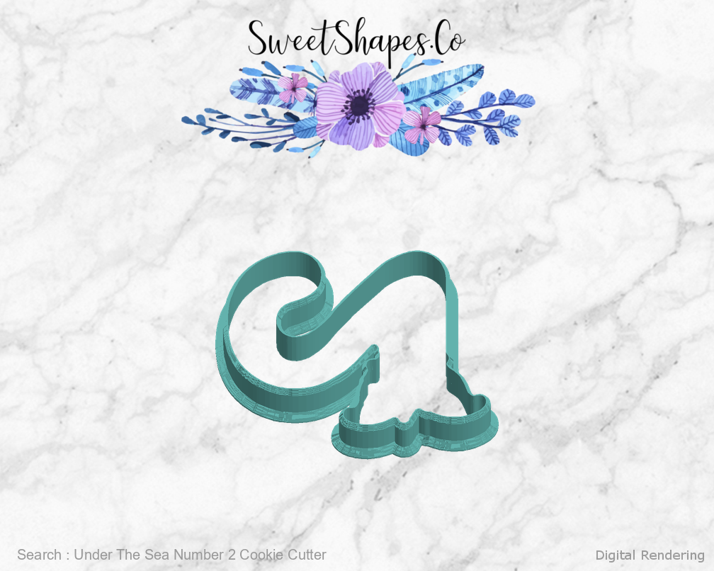 Under The Sea Number 2 Cookie Cutter — left view