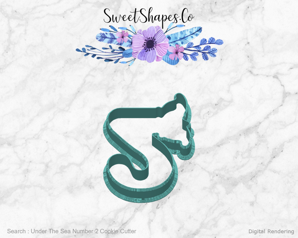 Under The Sea Number 2 Cookie Cutter — back view