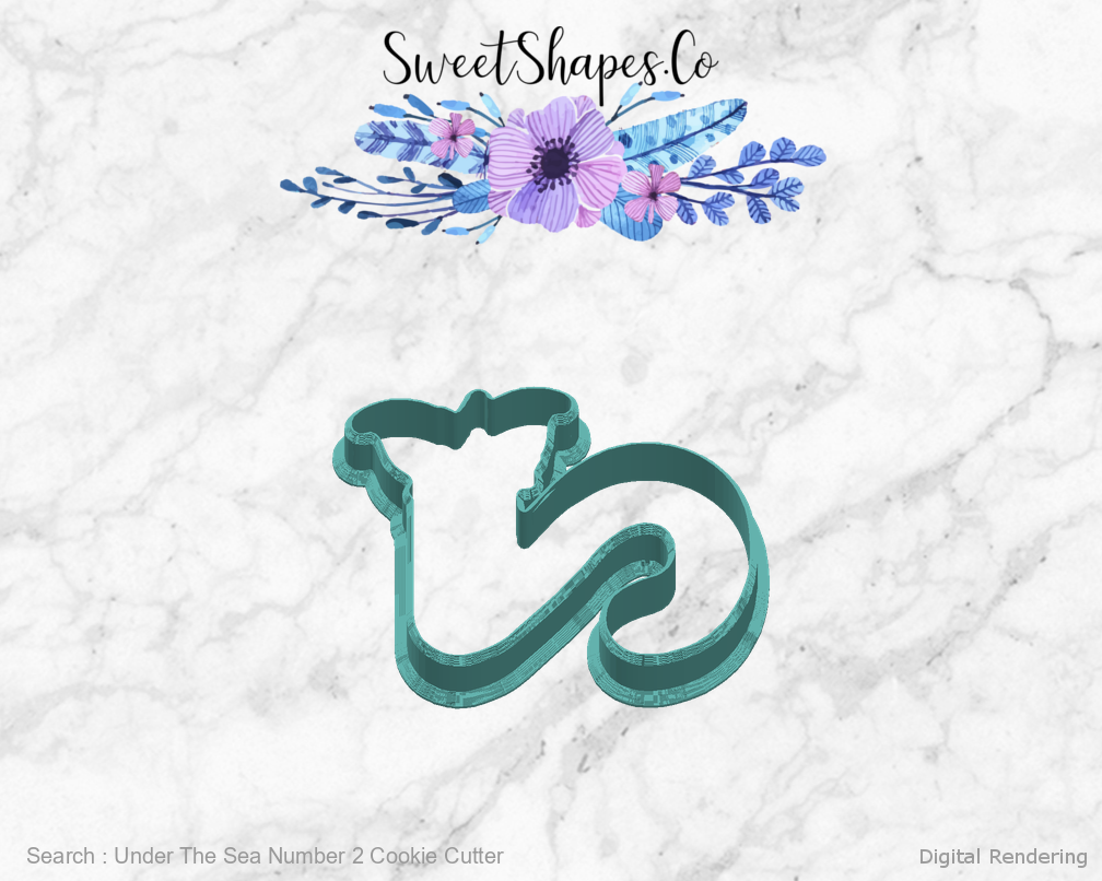 Under The Sea Number 2 Cookie Cutter — right view