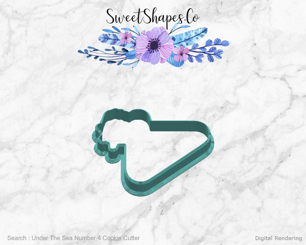 Under The Sea Number 4 Cookie Cutter — right view