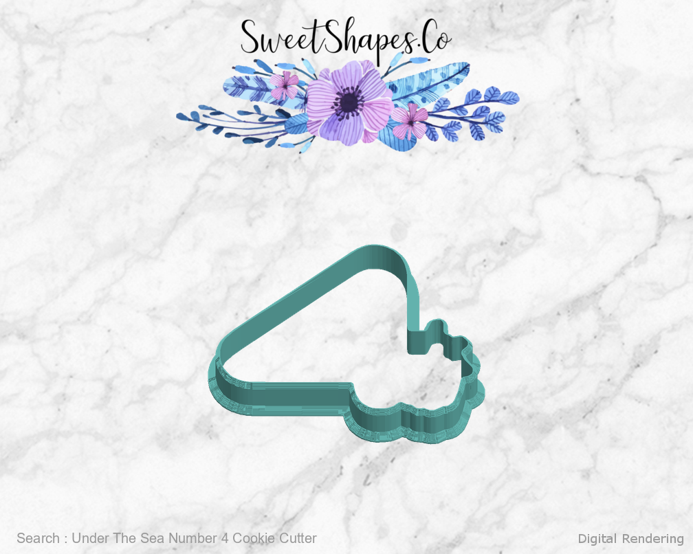 Under The Sea Number 4 Cookie Cutter — left view