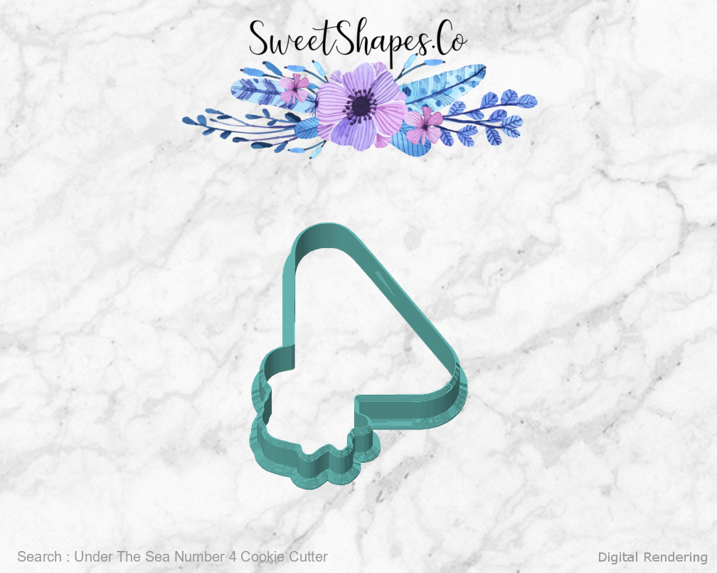 Under The Sea Number 4 Cookie Cutter — front view