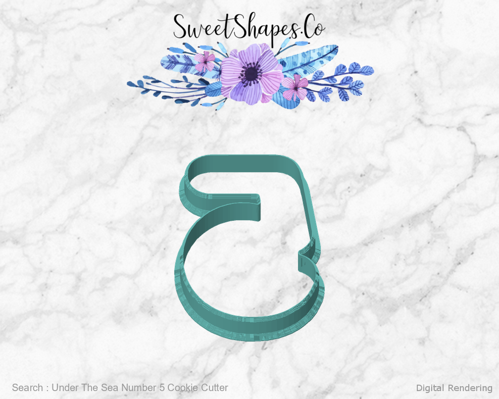 Under The Sea Number 5 Cookie Cutter — front view