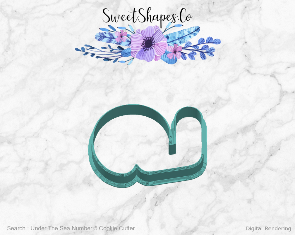 Under The Sea Number 5 Cookie Cutter — right view
