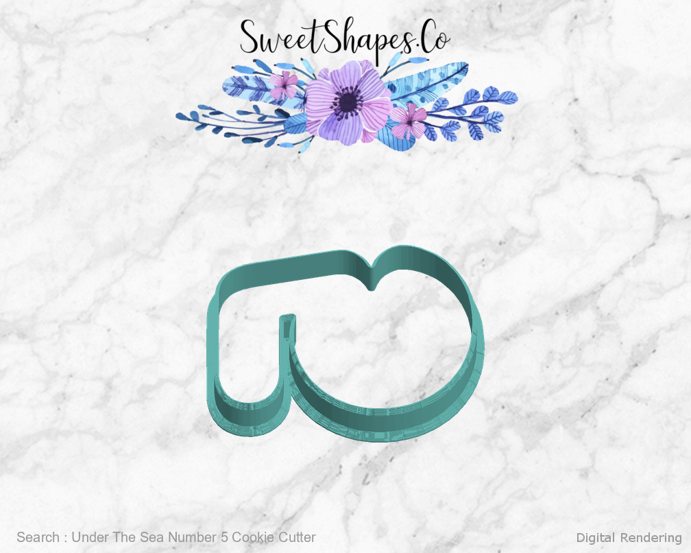Under The Sea Number 5 Cookie Cutter — left view