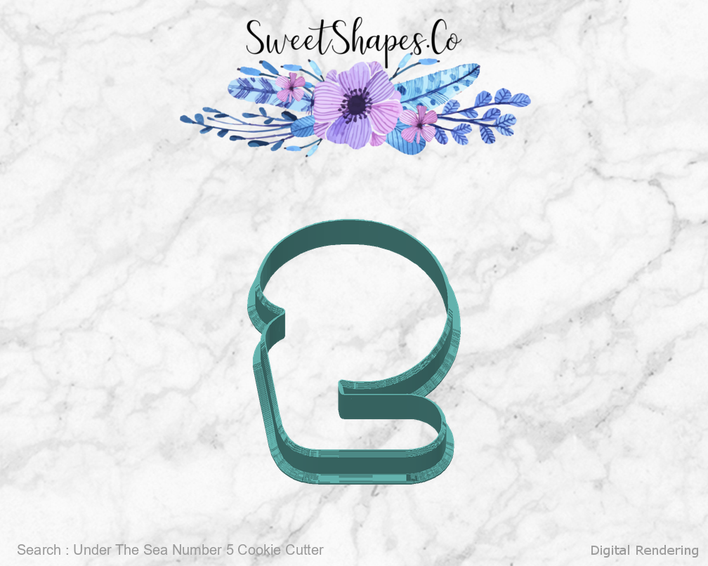 Under The Sea Number 5 Cookie Cutter — back view