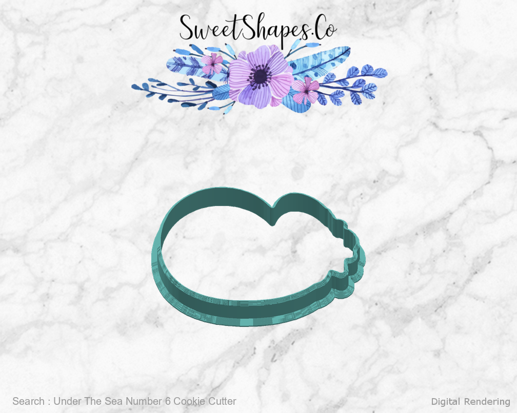 Under The Sea Number 6 Cookie Cutter — right view