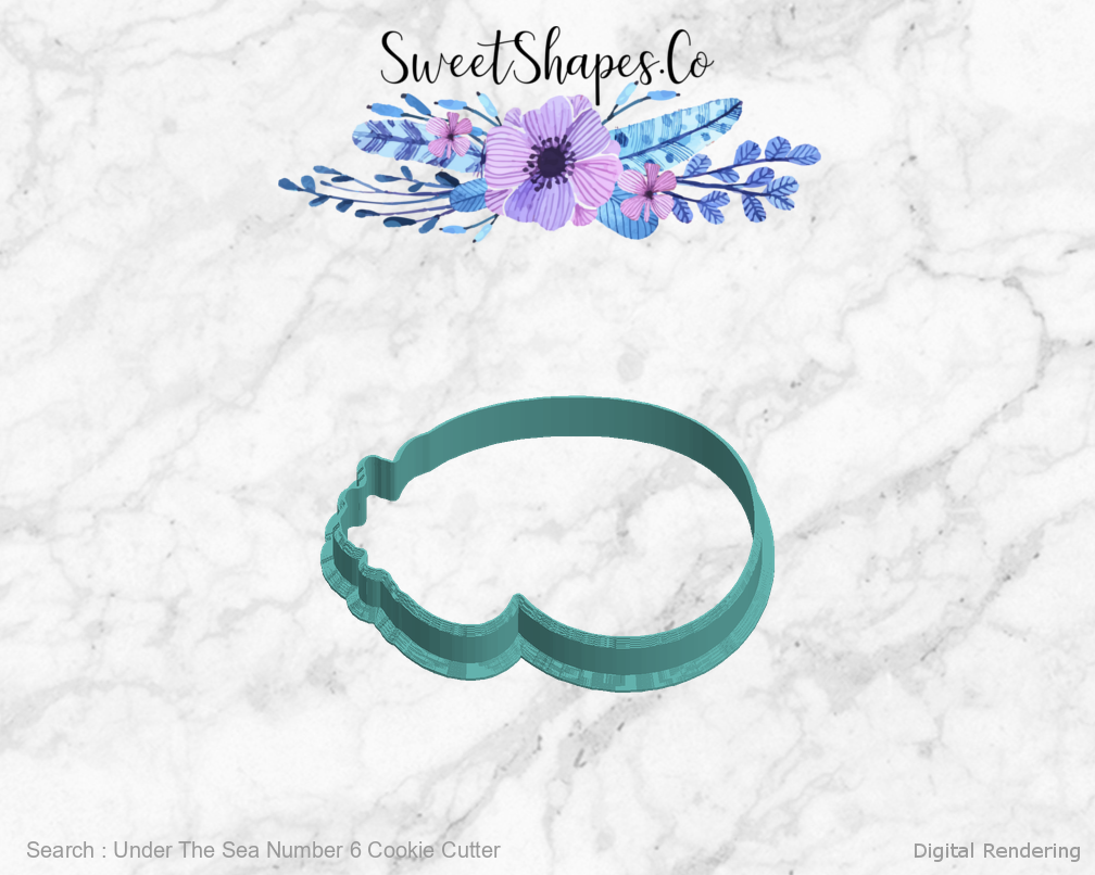 Under The Sea Number 6 Cookie Cutter — left view