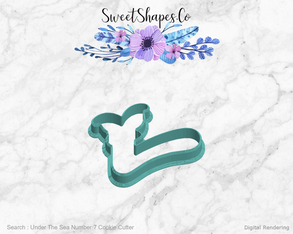 Under The Sea Number 7 Cookie Cutter — left view