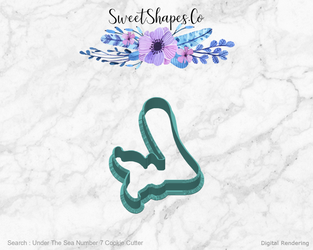 Under The Sea Number 7 Cookie Cutter — back view