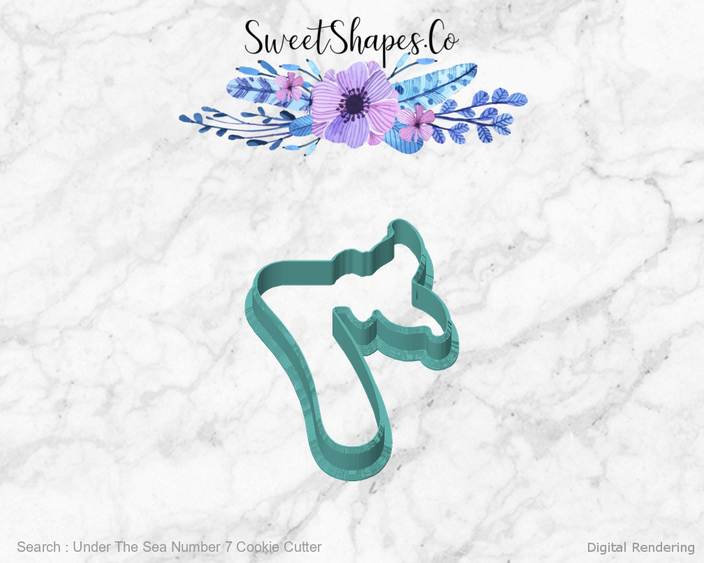 Under The Sea Number 7 Cookie Cutter — front view