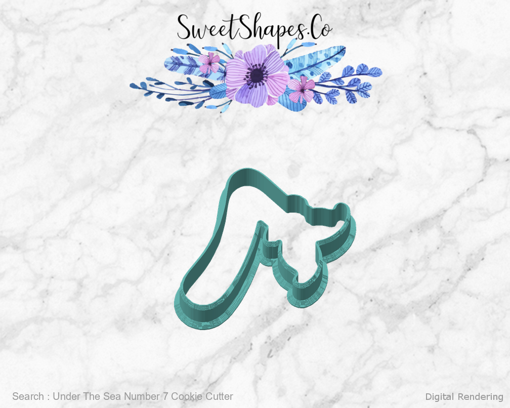 Under The Sea Number 7 Cookie Cutter — angled front view