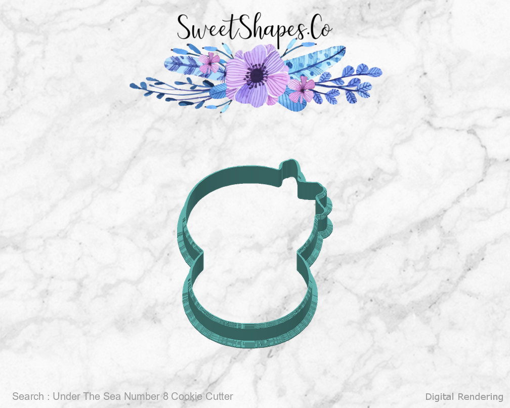Under The Sea Number 8 Cookie Cutter — back view