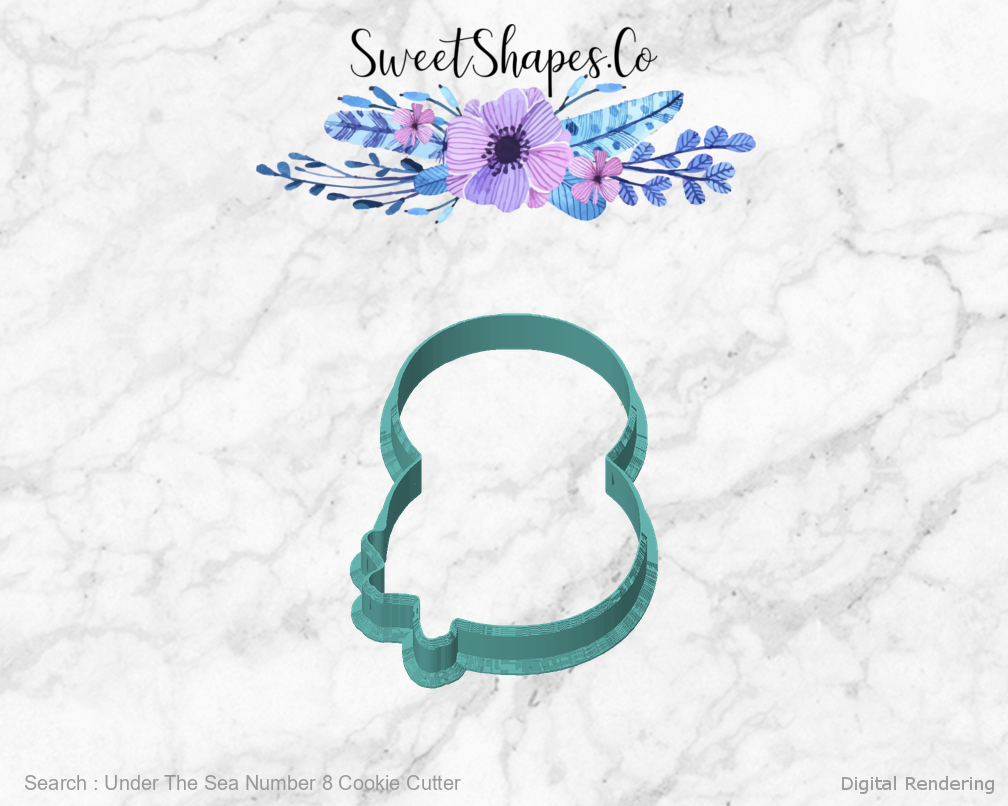 Under The Sea Number 8 Cookie Cutter — front view