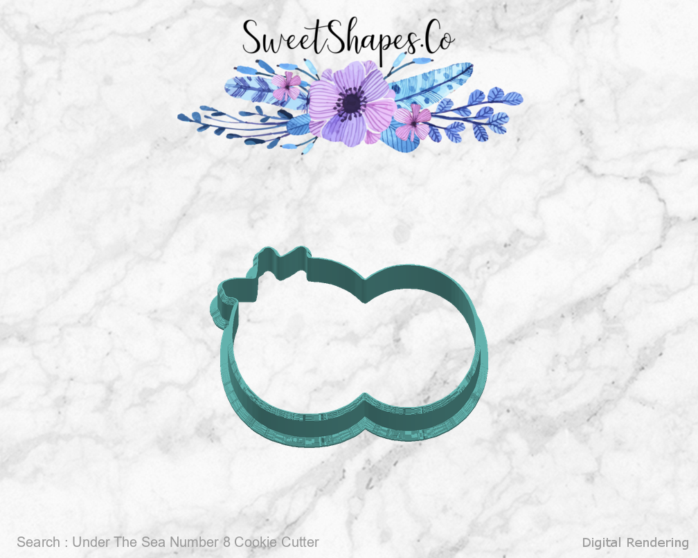 Under The Sea Number 8 Cookie Cutter — right view