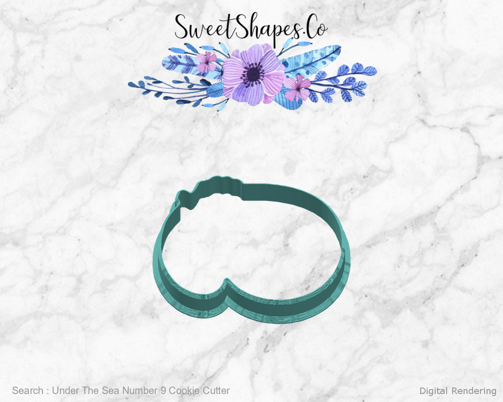 Under The Sea Number 9 Cookie Cutter — right view