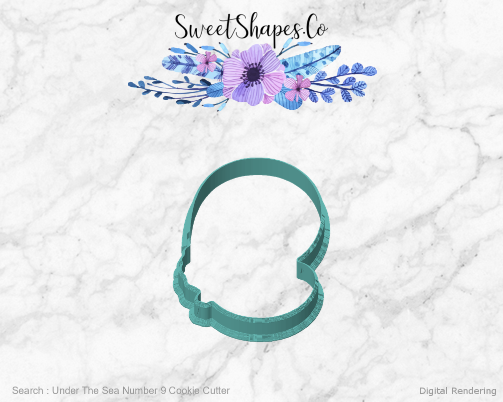 Under The Sea Number 9 Cookie Cutter — front view