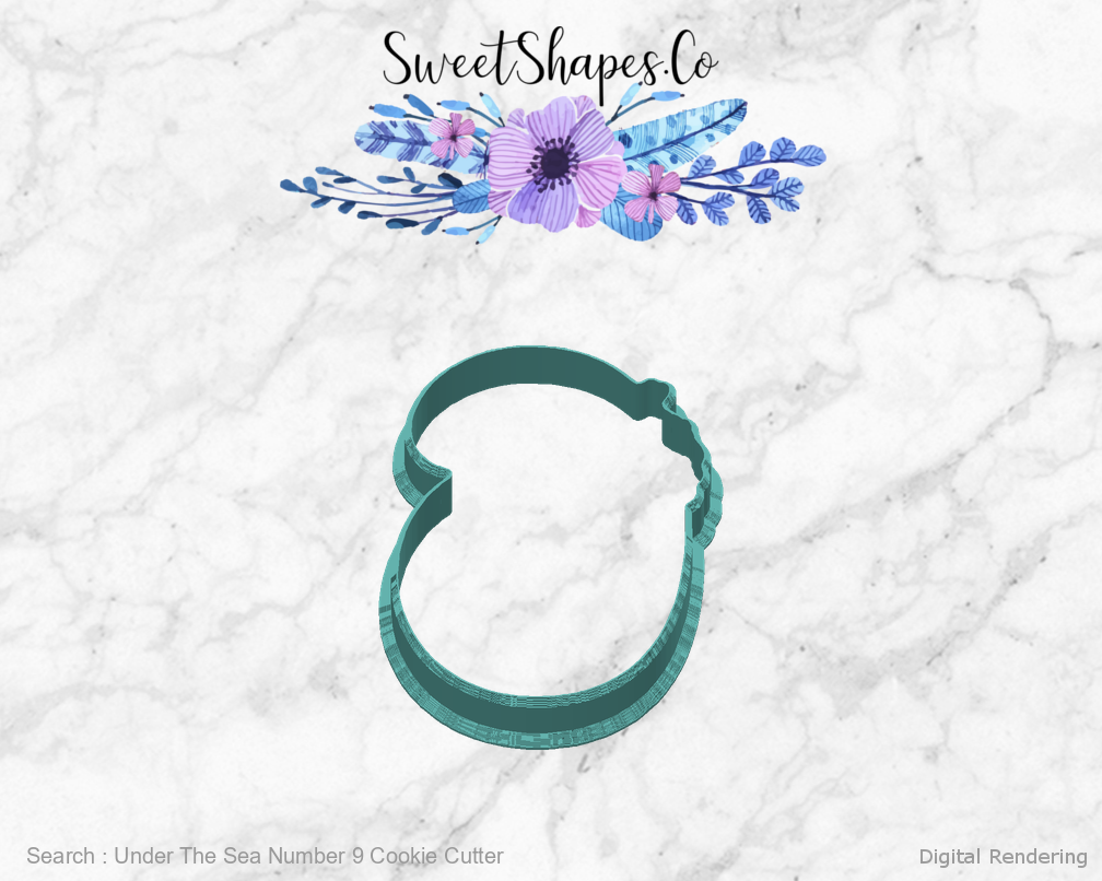 Under The Sea Number 9 Cookie Cutter — back view