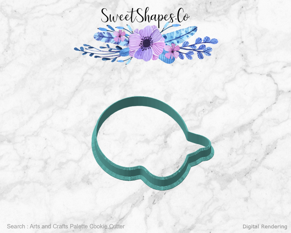 Arts and Crafts Palette Cookie Cutter — angled front view