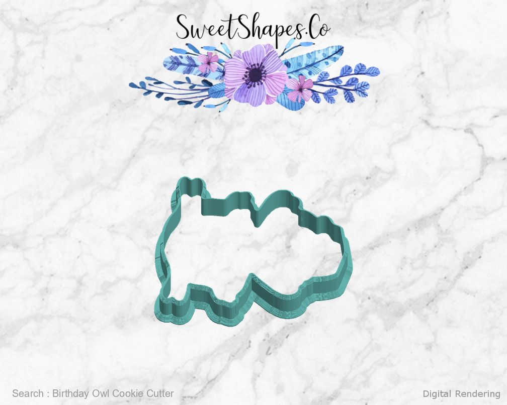 Birthday Owl Cookie Cutter — left view