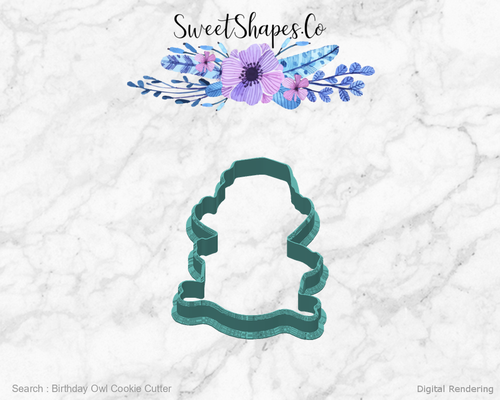 Birthday Owl Cookie Cutter — back view