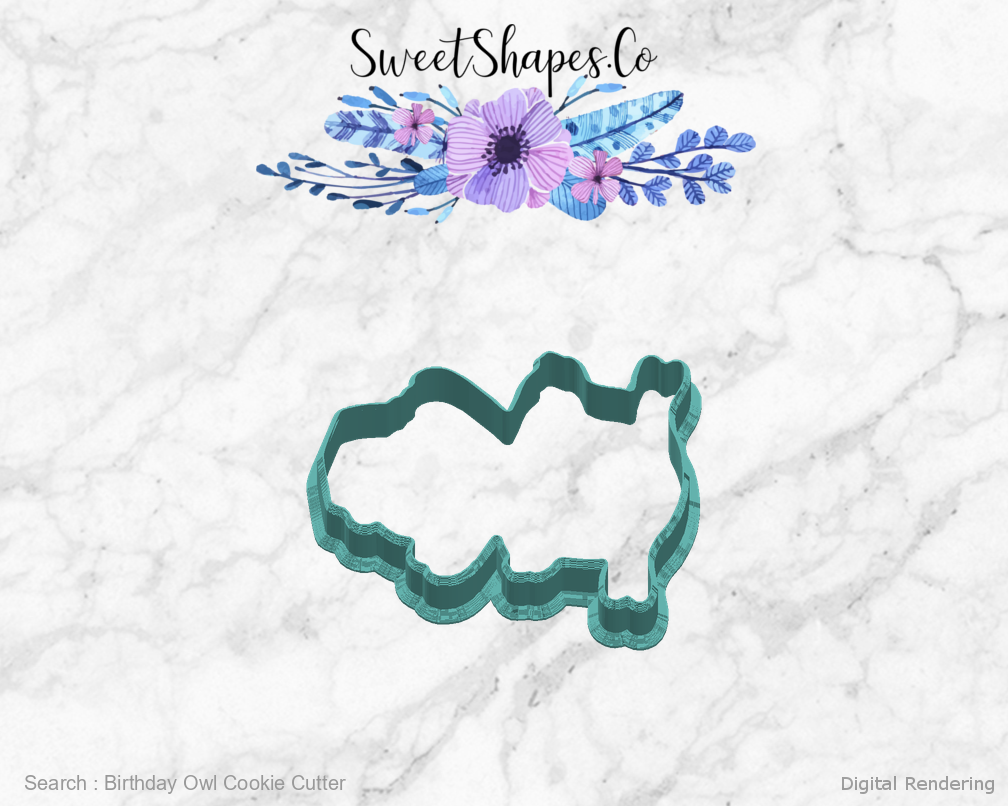 Birthday Owl Cookie Cutter — right view
