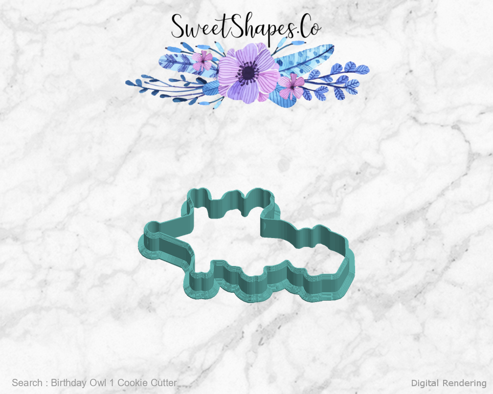 Birthday Owl 1 Cookie Cutter — left view