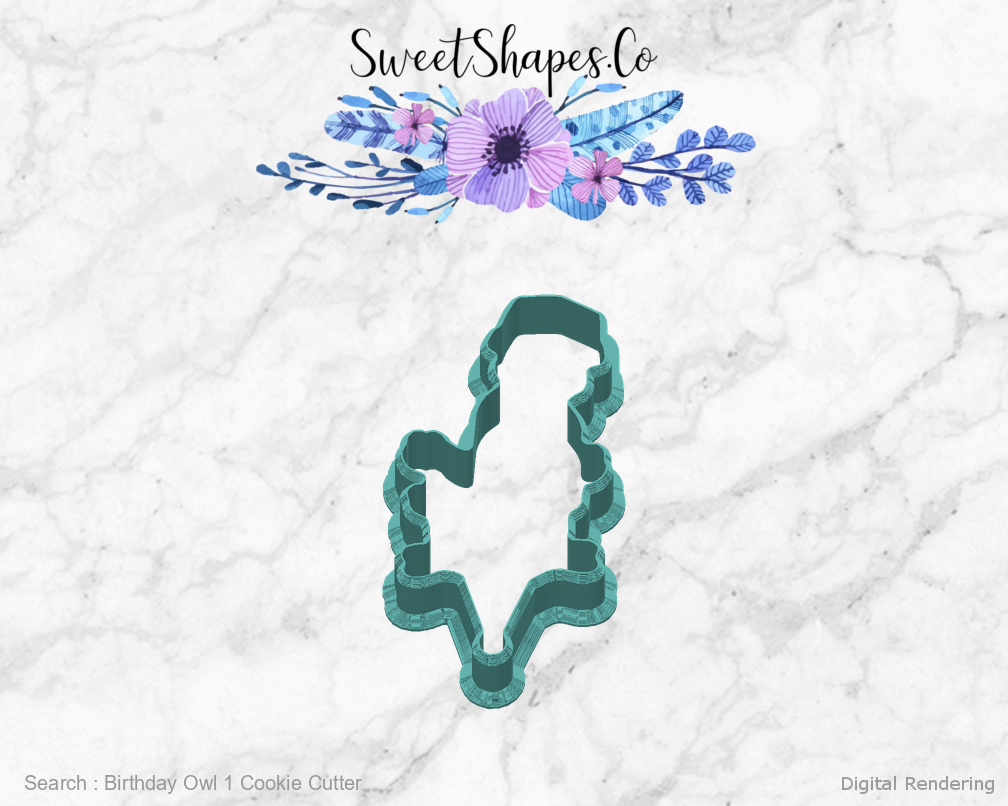 Birthday Owl 1 Cookie Cutter — back view