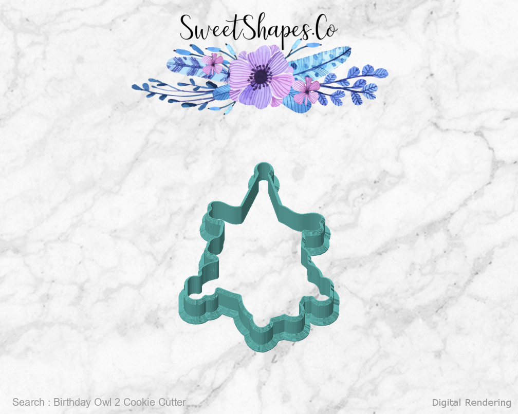 Birthday Owl 2 Cookie Cutter — front view