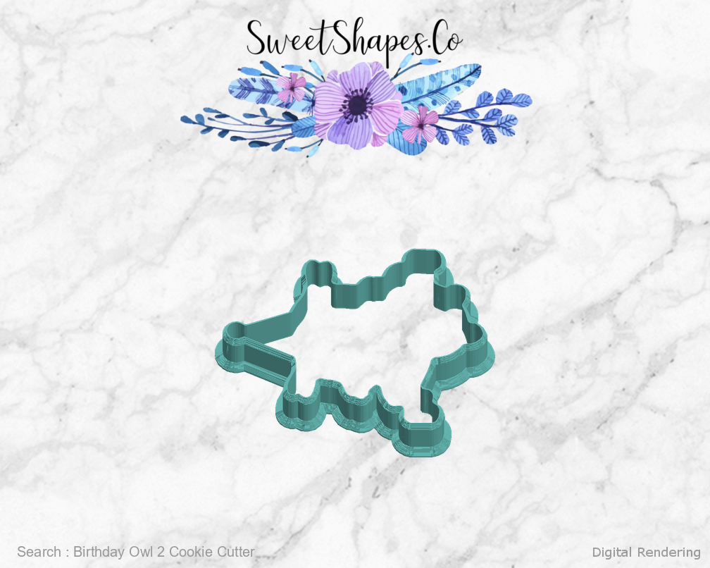 Birthday Owl 2 Cookie Cutter — left view