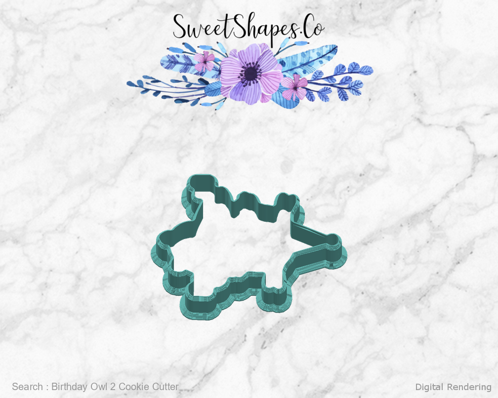 Birthday Owl 2 Cookie Cutter — right view