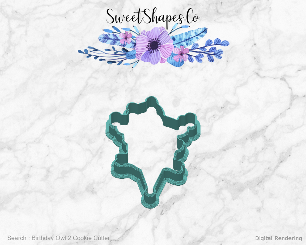 Birthday Owl 2 Cookie Cutter — back view