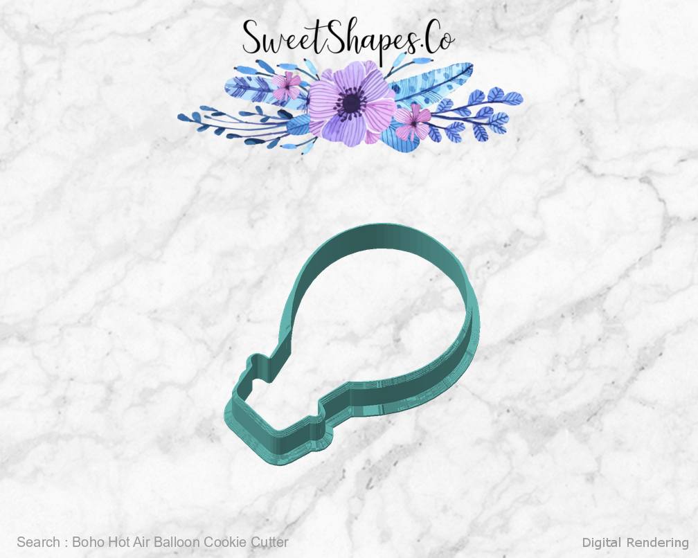 Boho Hot Air Balloon Cookie Cutter — angled front view