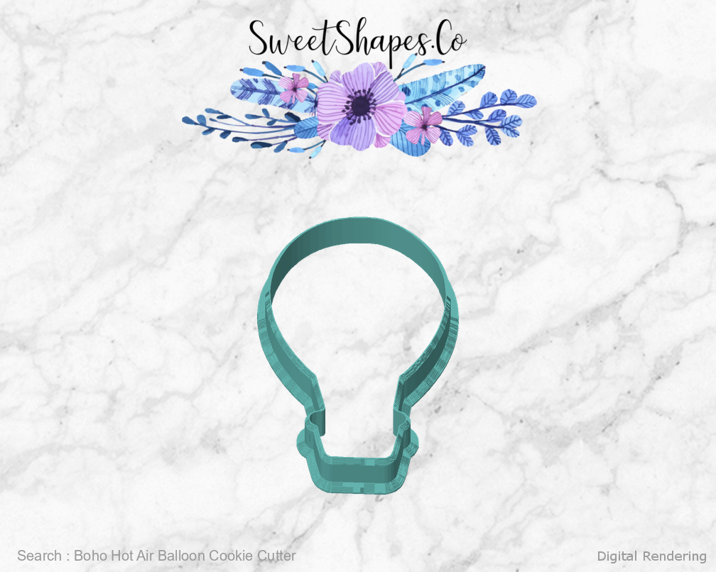 Boho Hot Air Balloon Cookie Cutter — front view